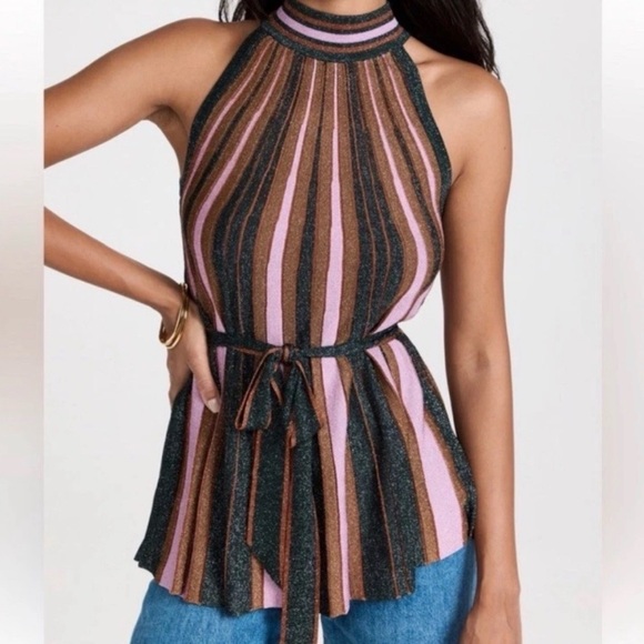 Zimmermann Tops - Zimmermann Kaleidoscope Metallic Knit Top W/belt.  Perfect condition.